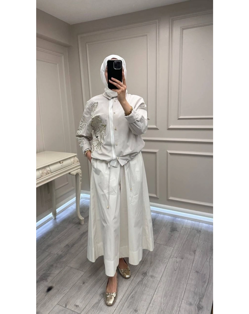 Ghisa 3610T4317 Bej İşleme Detaylı Tunik