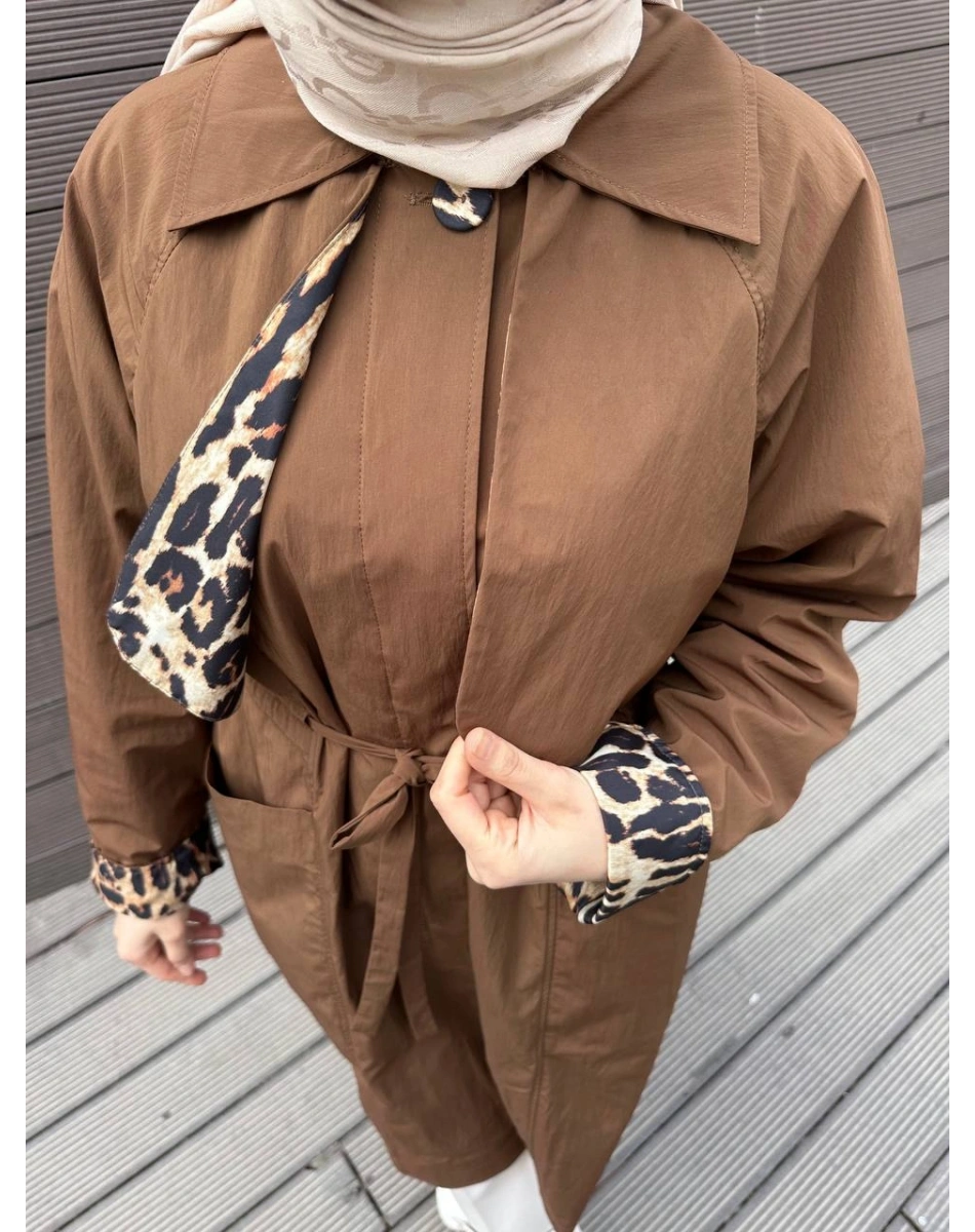 Trenç 3723 Kahve Yaka Detaylı Kap