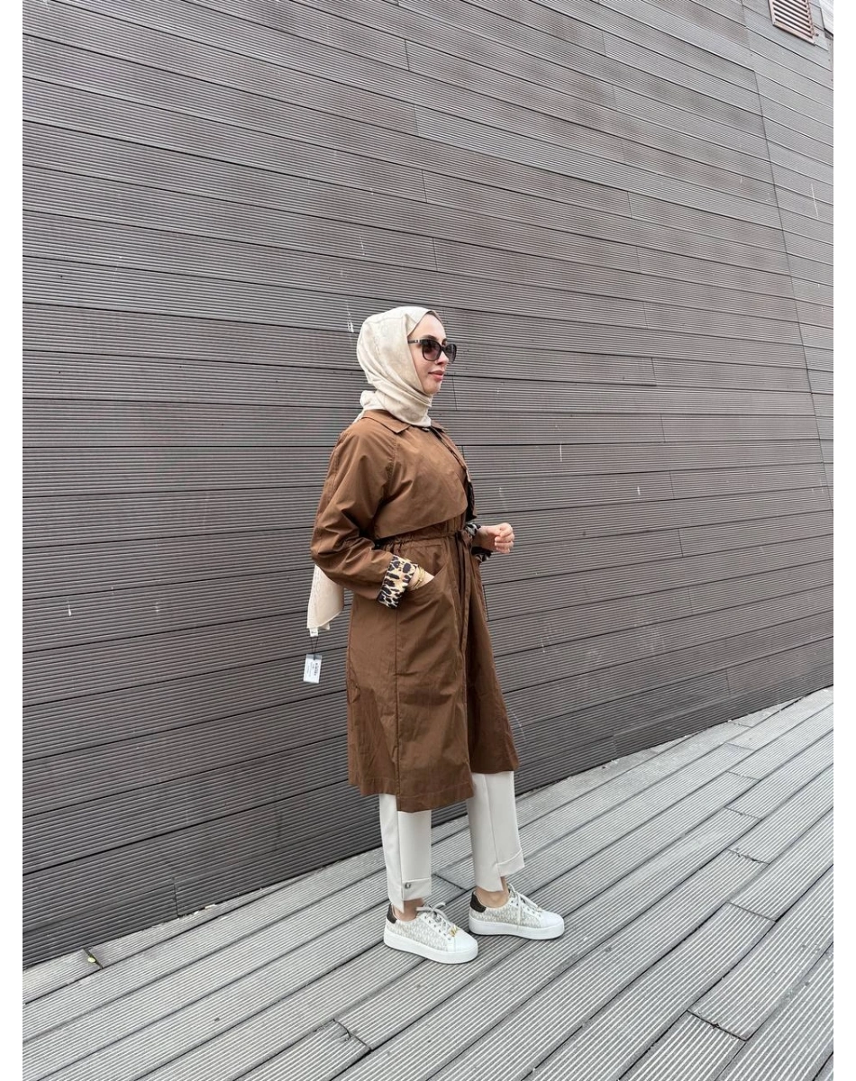 Trenç 3723 Kahve Yaka Detaylı Kap