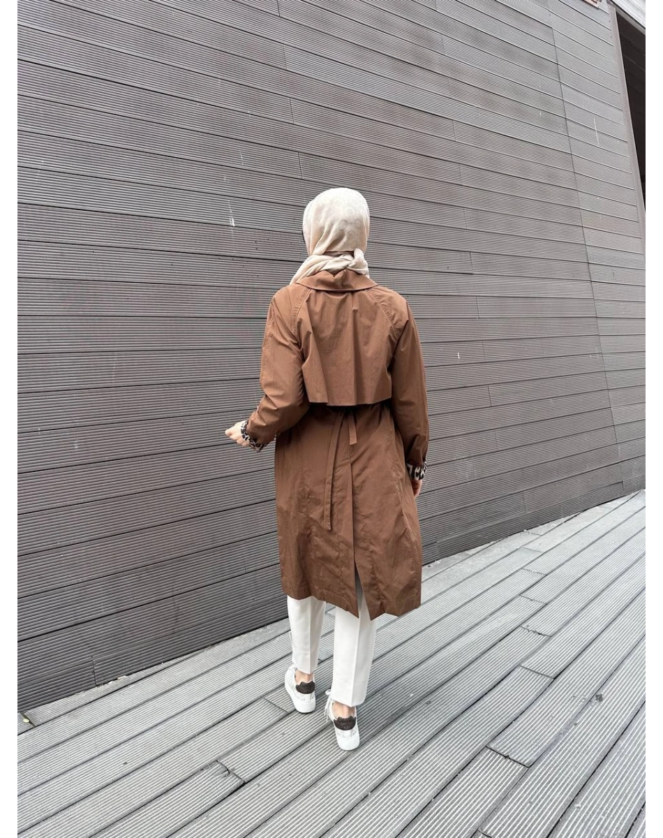 Trenç 3723 Kahve Yaka Detaylı Kap