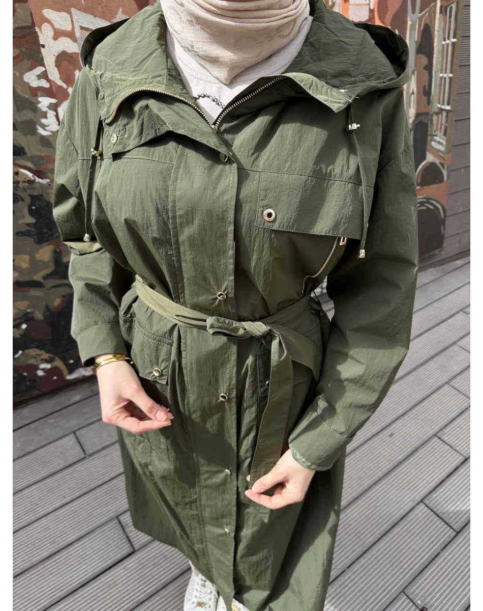 Trenç 3628 Haki Büyük Beden Kap