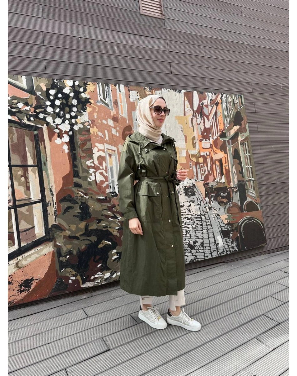 Trenç 3628 Haki Büyük Beden Kap