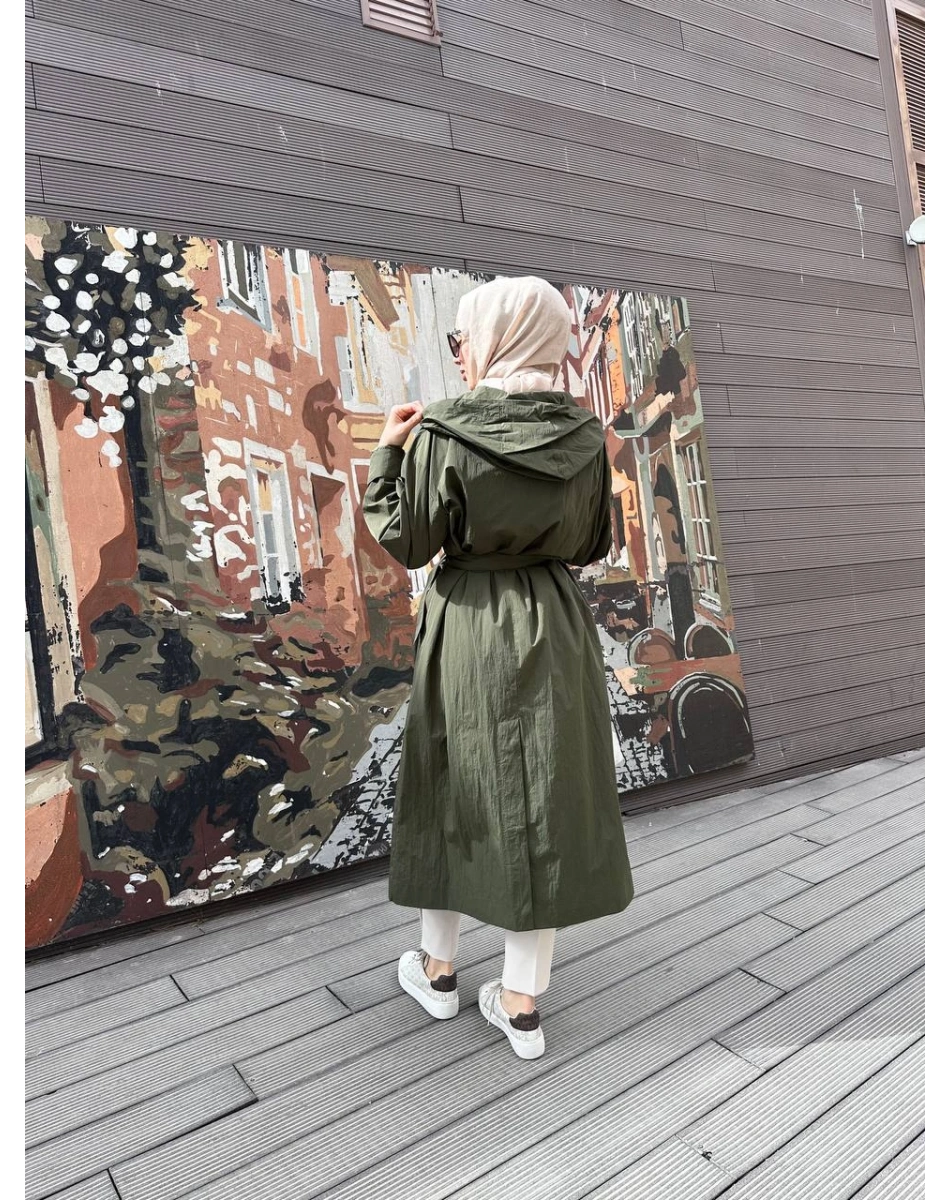 Trenç 3628 Haki Büyük Beden Kap