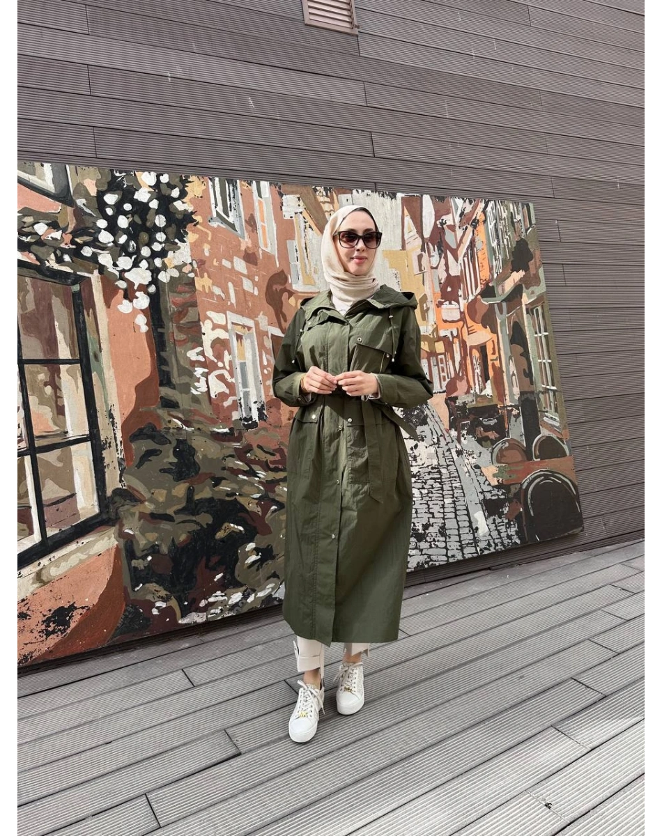 Trenç 3628 Haki Büyük Beden Kap