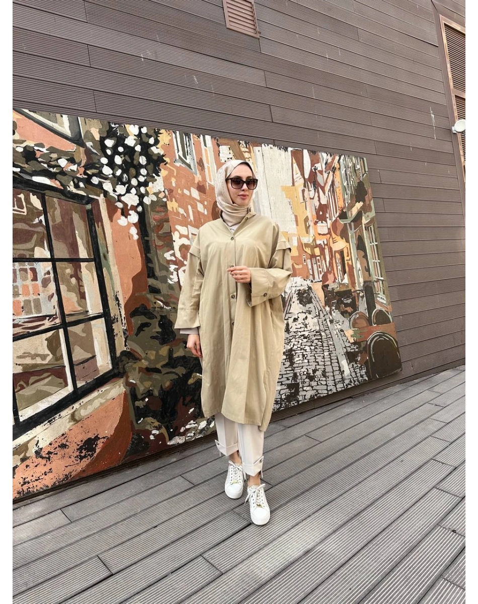 Trenç 3644 Vizon Baskı ve Taş İşleme Detaylı Kap