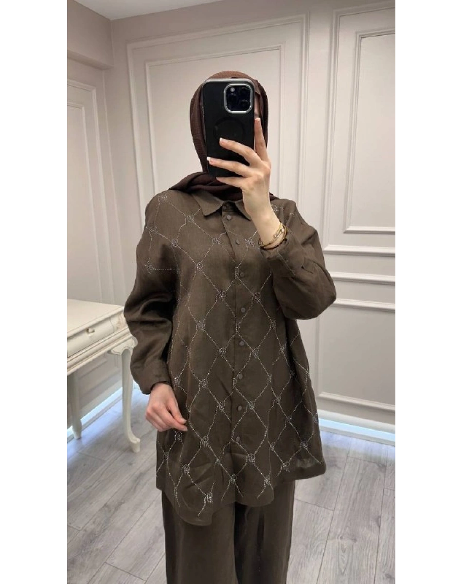 Ghisa 3610T9170 Kahve Taş Detaylı İkili Takım