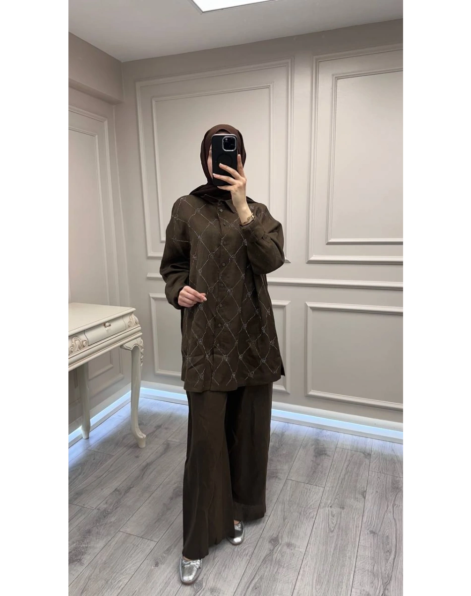 Ghisa 3610T9170 Kahve Taş Detaylı İkili Takım