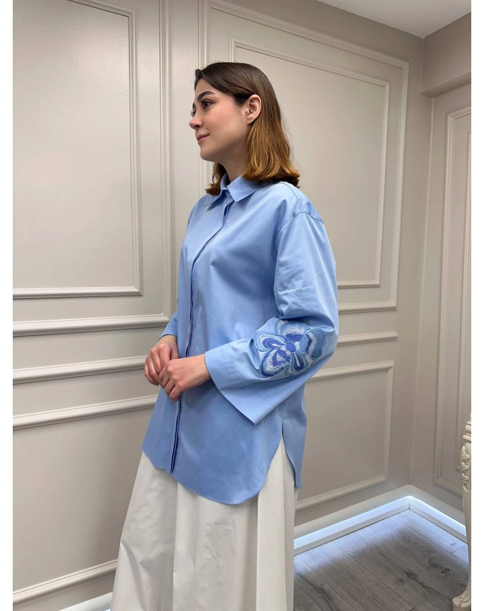 Venöve 26SSGOM0009 Mavi Irıs Gömlek