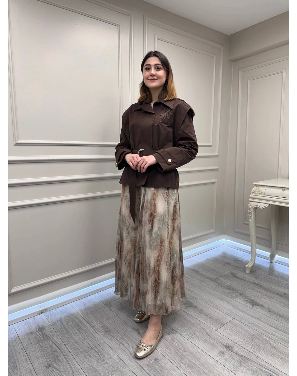 Venöve 26SSETE0011 Şal Desenli Cerny Etek