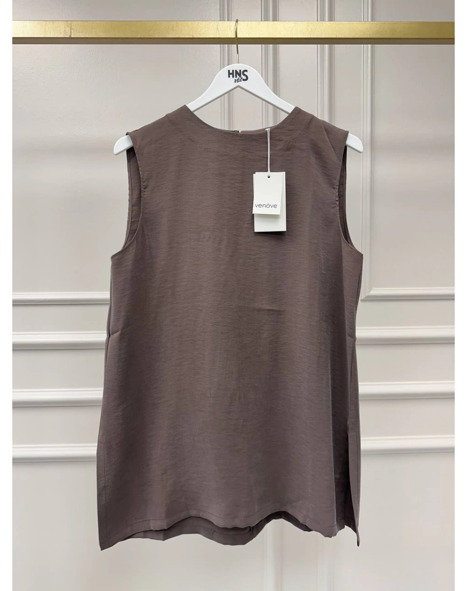 Venöve 26SSBLZ0006 Kahverengi Mayla Bluz