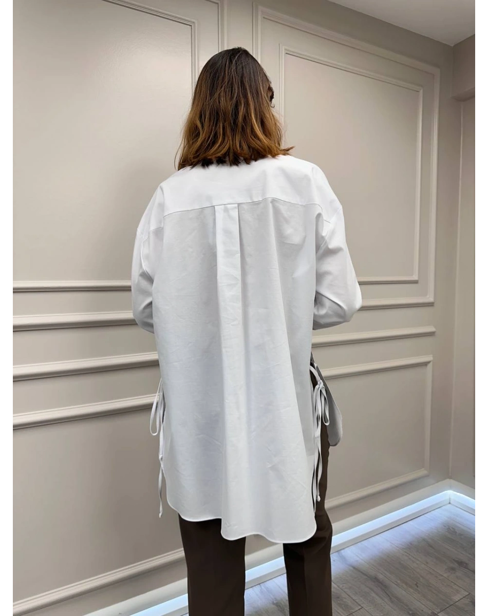 Ghisa 3610T4170B Beyaz Taş İşlemeli Tunik