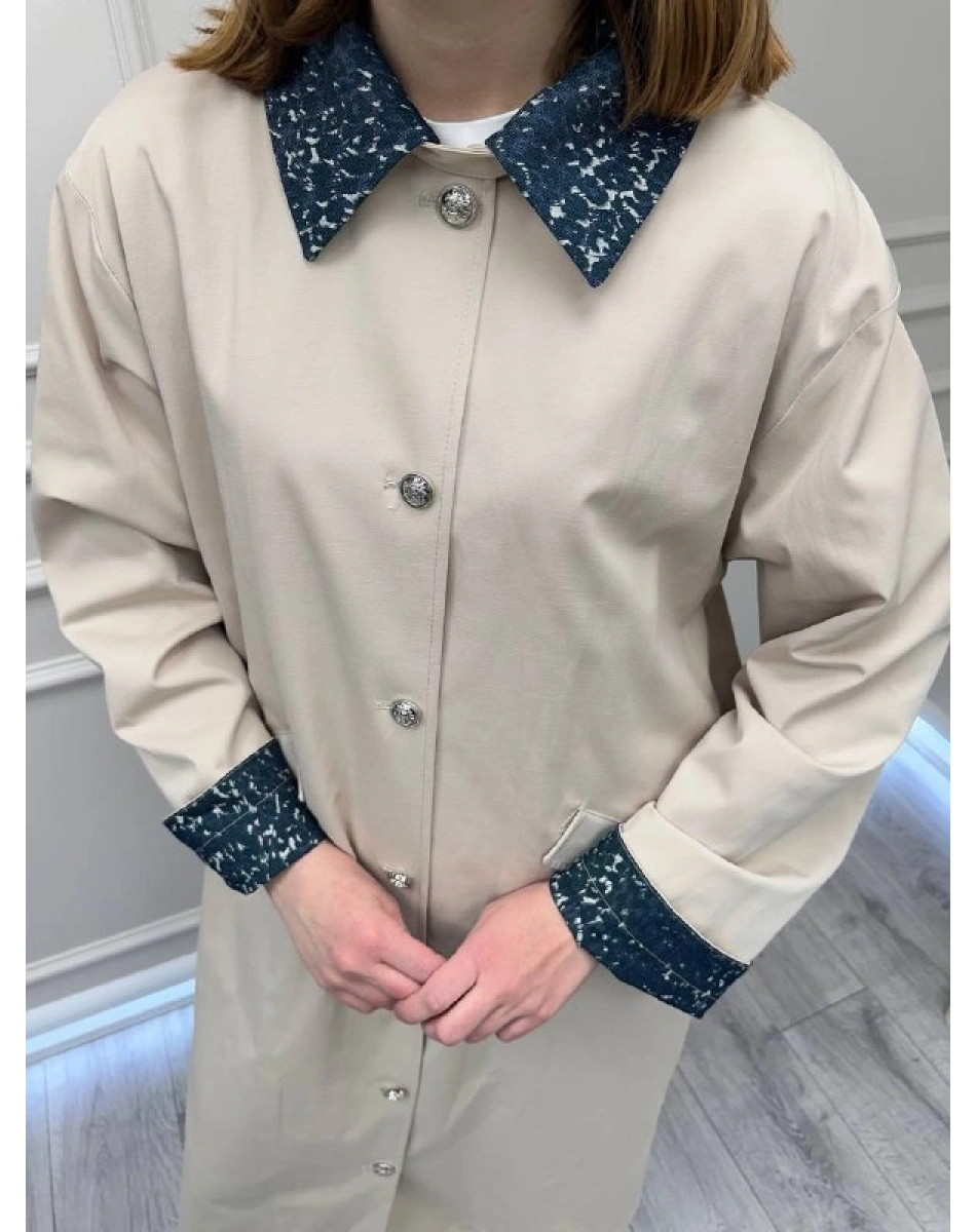 Ghisa 3610T2700 Bej Bilek Ve Yaka Detaylı Trenç