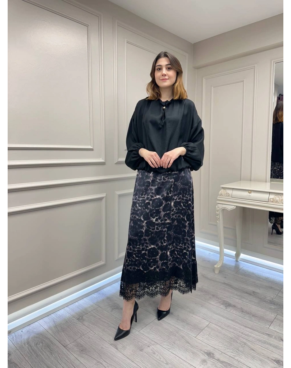 Ghisa 3610E5392 Siyah Dantel Detaylı Etek