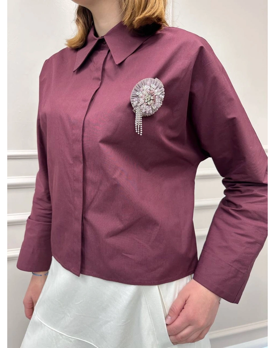 Venöve 26SSGOM0024 Bordo Irine Gömlek