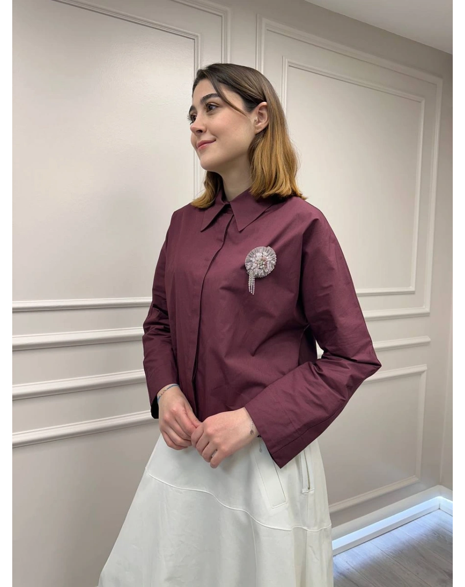 Venöve 26SSGOM0024 Bordo Irine Gömlek