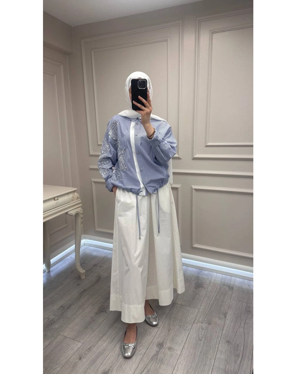 Ghisa 3610T4317 Lacivert İşleme Detaylı Tunik