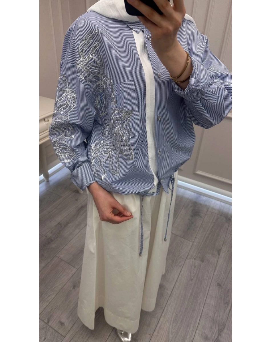 Ghisa 3610T4317 Lacivert İşleme Detaylı Tunik