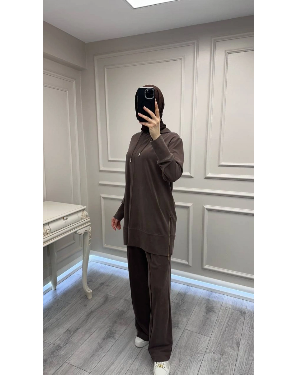 Hilay HLY0126Y101.004 Kahve Oslo Yanları Fermuarlı Takım