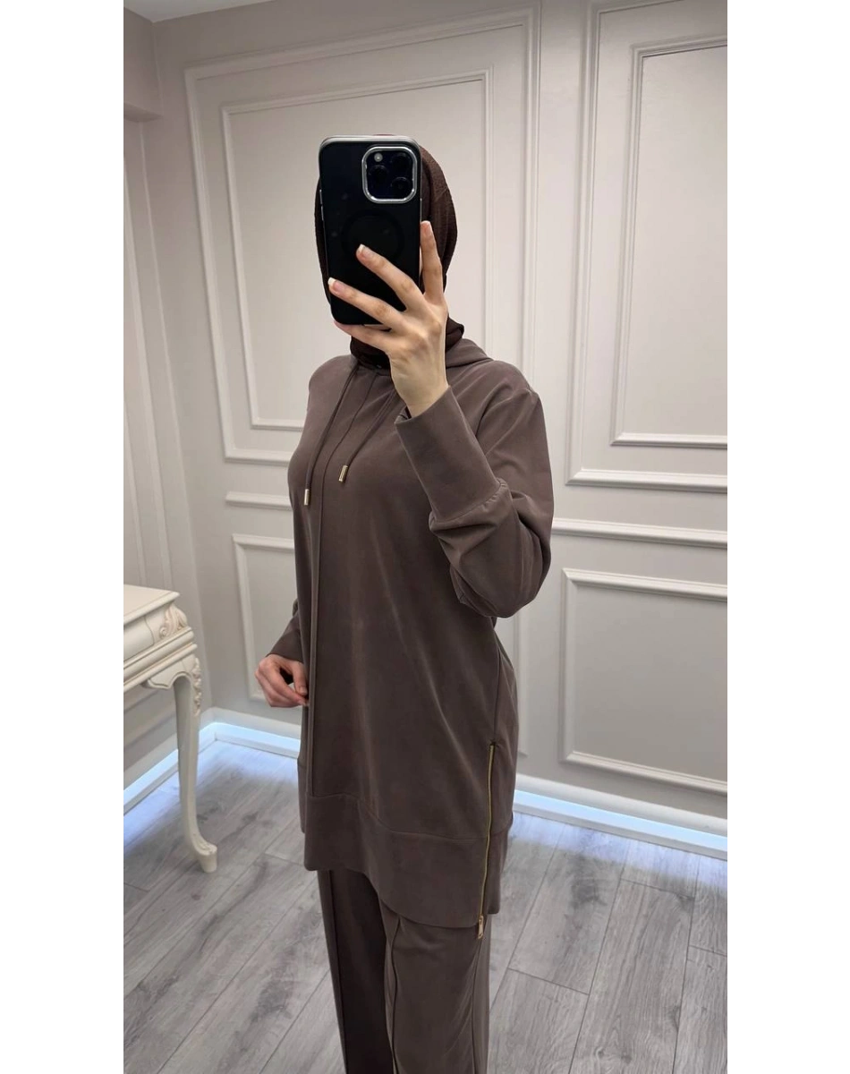 Hilay HLY0126Y101.004 Kahve Oslo Yanları Fermuarlı Takım