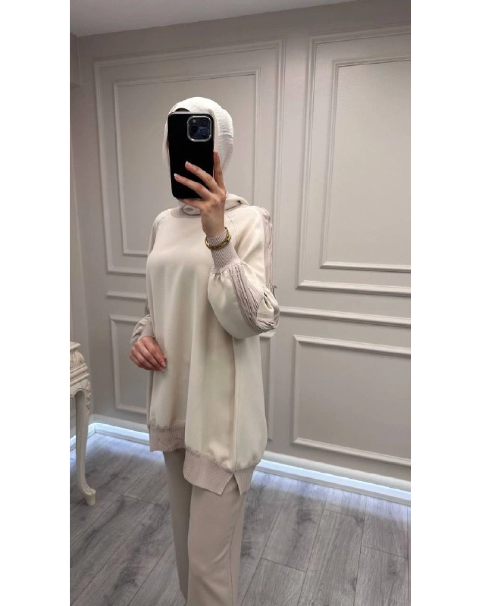 Ghisa 3630T4321 Taş Kolları Merserize Detaylı Tunik