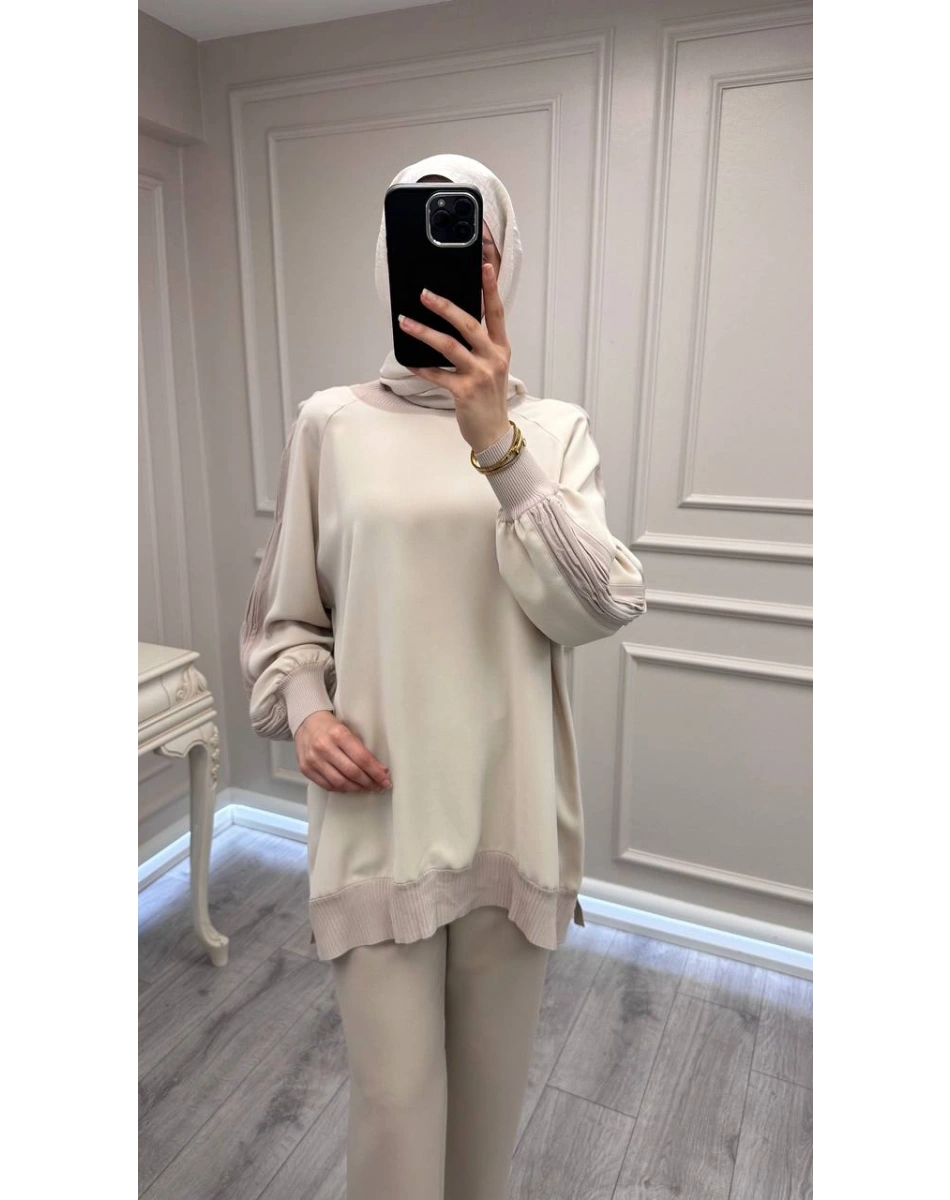 Ghisa 3630T4321 Taş Kolları Merserize Detaylı Tunik