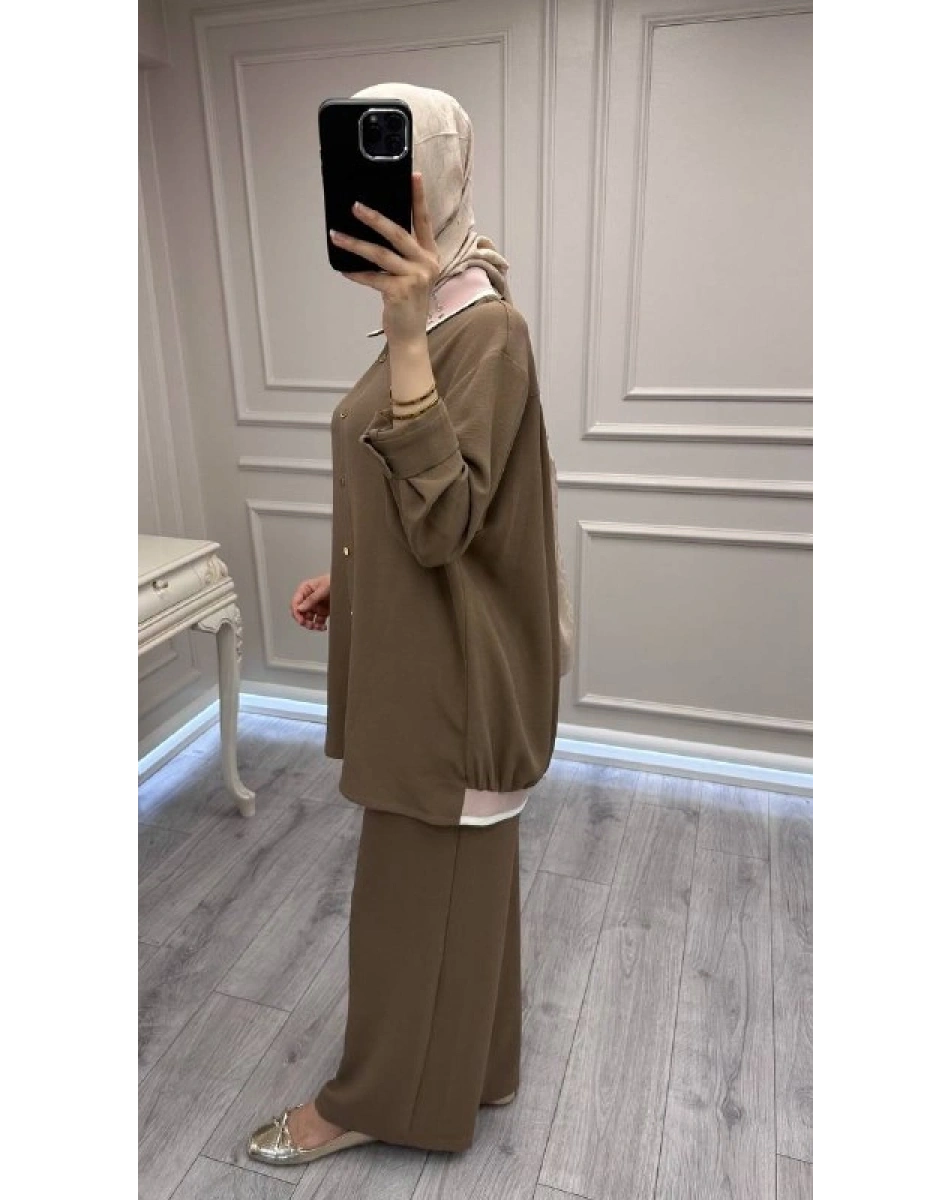 Ghisa 3610T9185 Kahve Yaka Detaylı İkili Takım