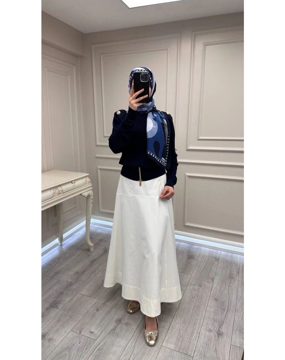 Ghisa 3620T4863 Lacivert Vatkalı Fermuar Detaylı Merserize Tunik