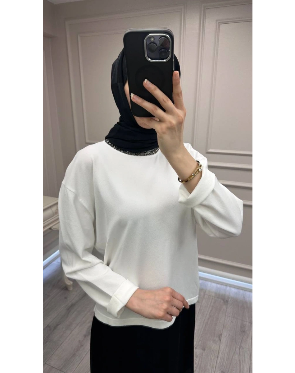 Venöve 26SSBLZ0005 Beyaz Myles Bluz