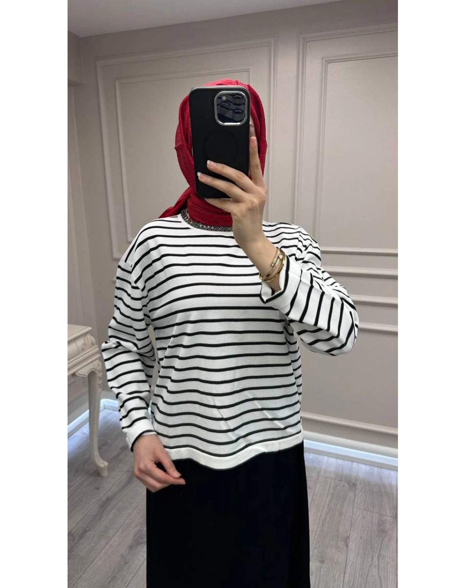 Venöve 26SSBLZ0005 Çizgili Myles Bluz