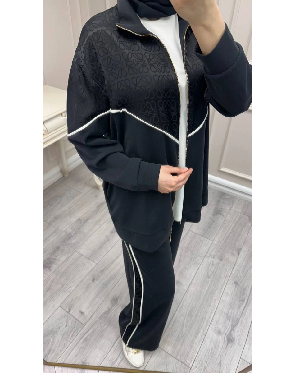 Nuss Triko 26Y1095 Siyah Biye Detaylı Takım