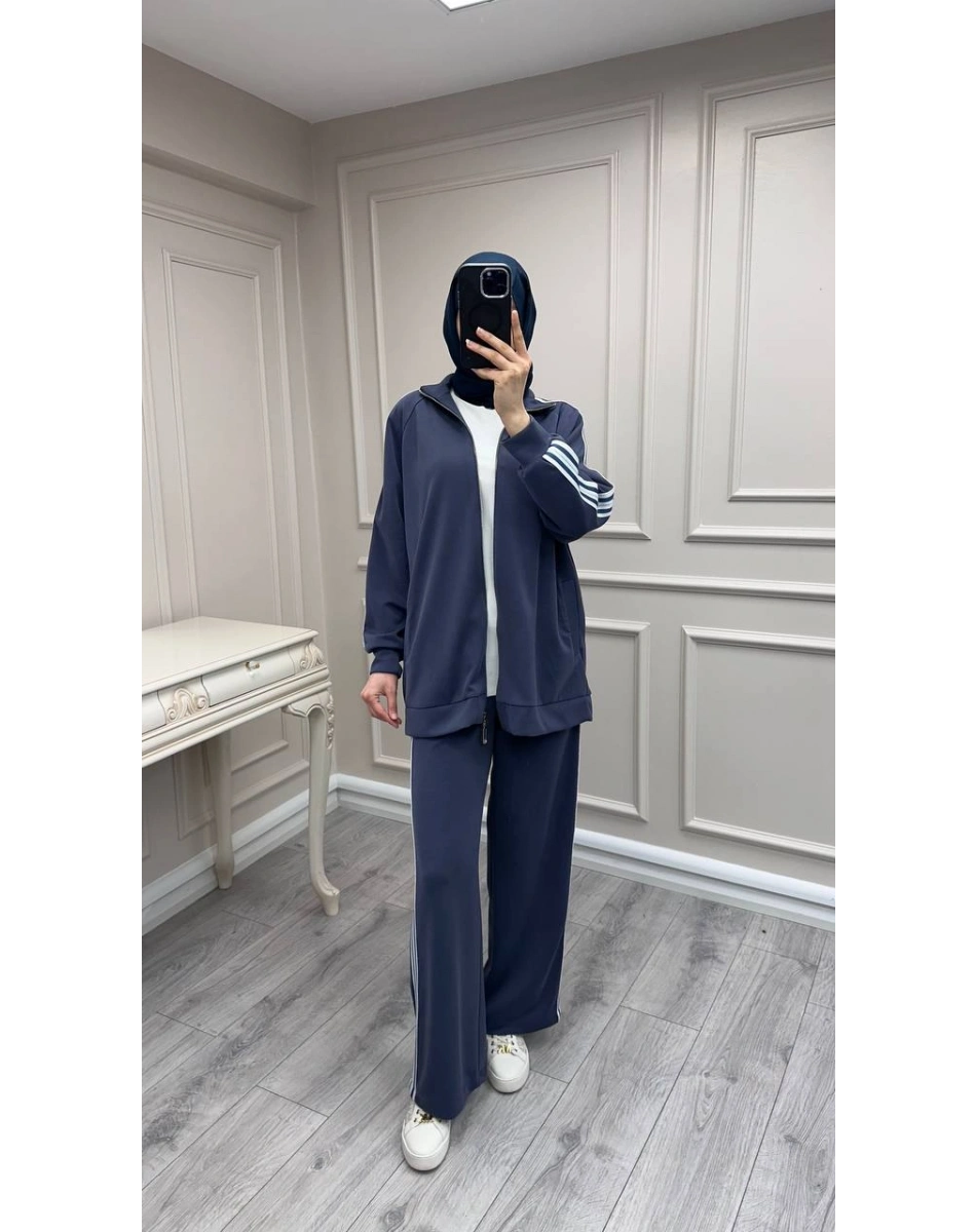 Nuss Triko 26Y1092 Lacivert Şerit Detaylı Takım