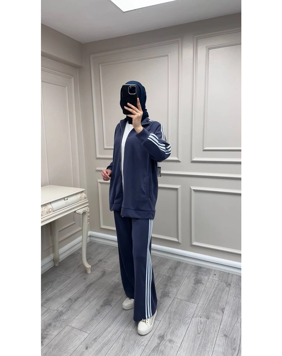 Nuss Triko 26Y1092 Lacivert Şerit Detaylı Takım