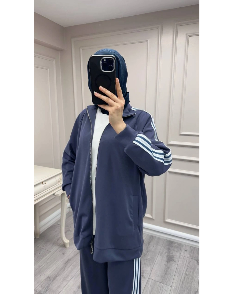 Nuss Triko 26Y1092 Lacivert Şerit Detaylı Takım