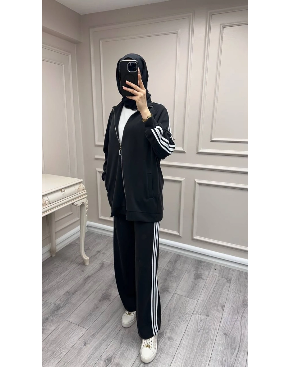 Nuss Triko 26Y1092 Siyah Şerit Detaylı Takım