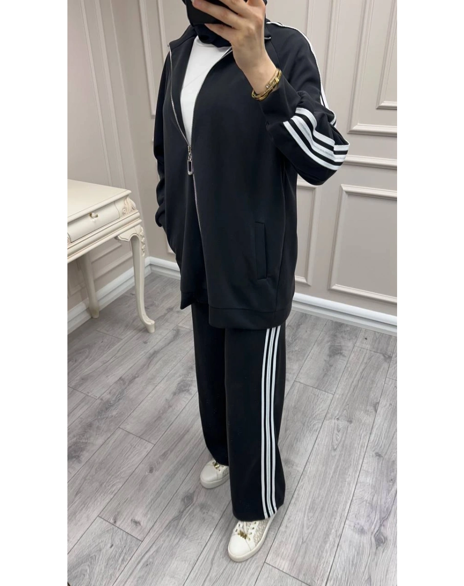 Nuss Triko 26Y1092 Siyah Şerit Detaylı Takım