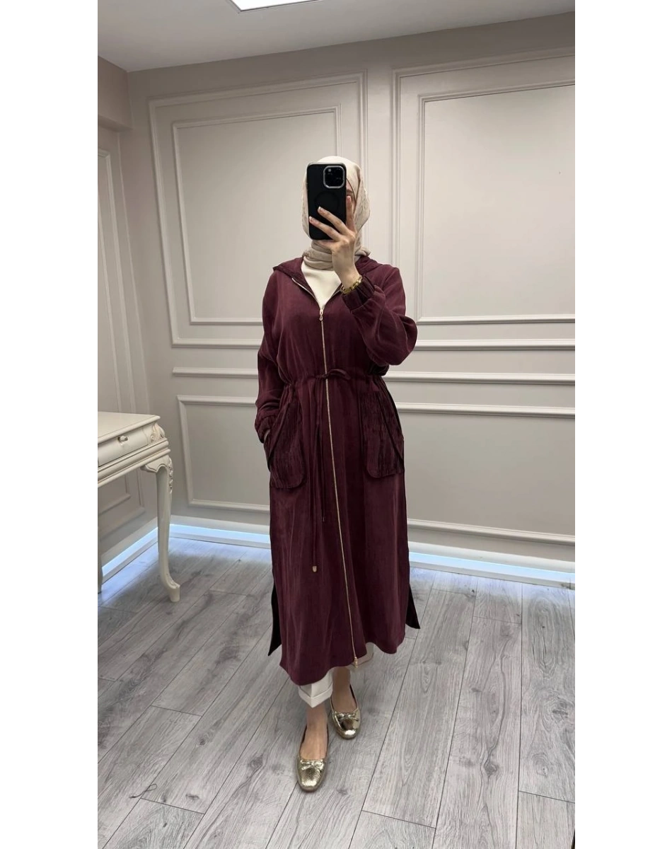 Hilay HLY0126K112.002 Mürdüm Nevada Jakar Garnili Uzun Kap