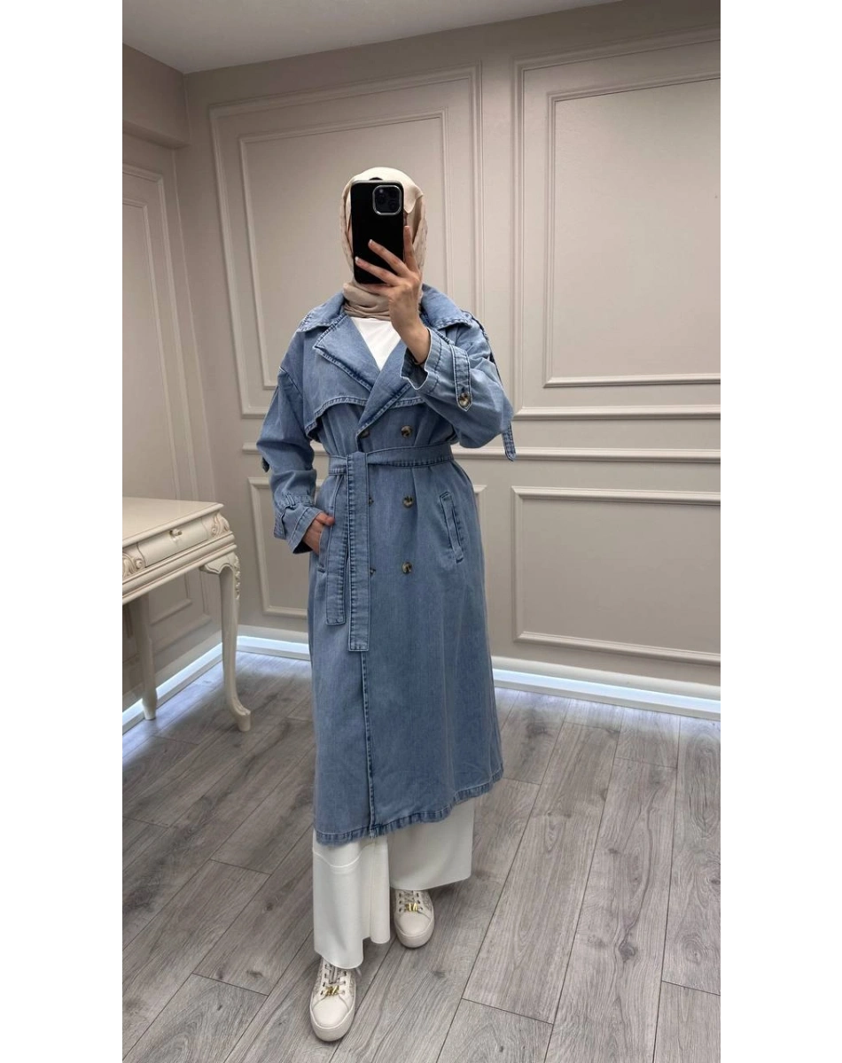 Magazin 7407 Açık Mavi Tensel Trenç