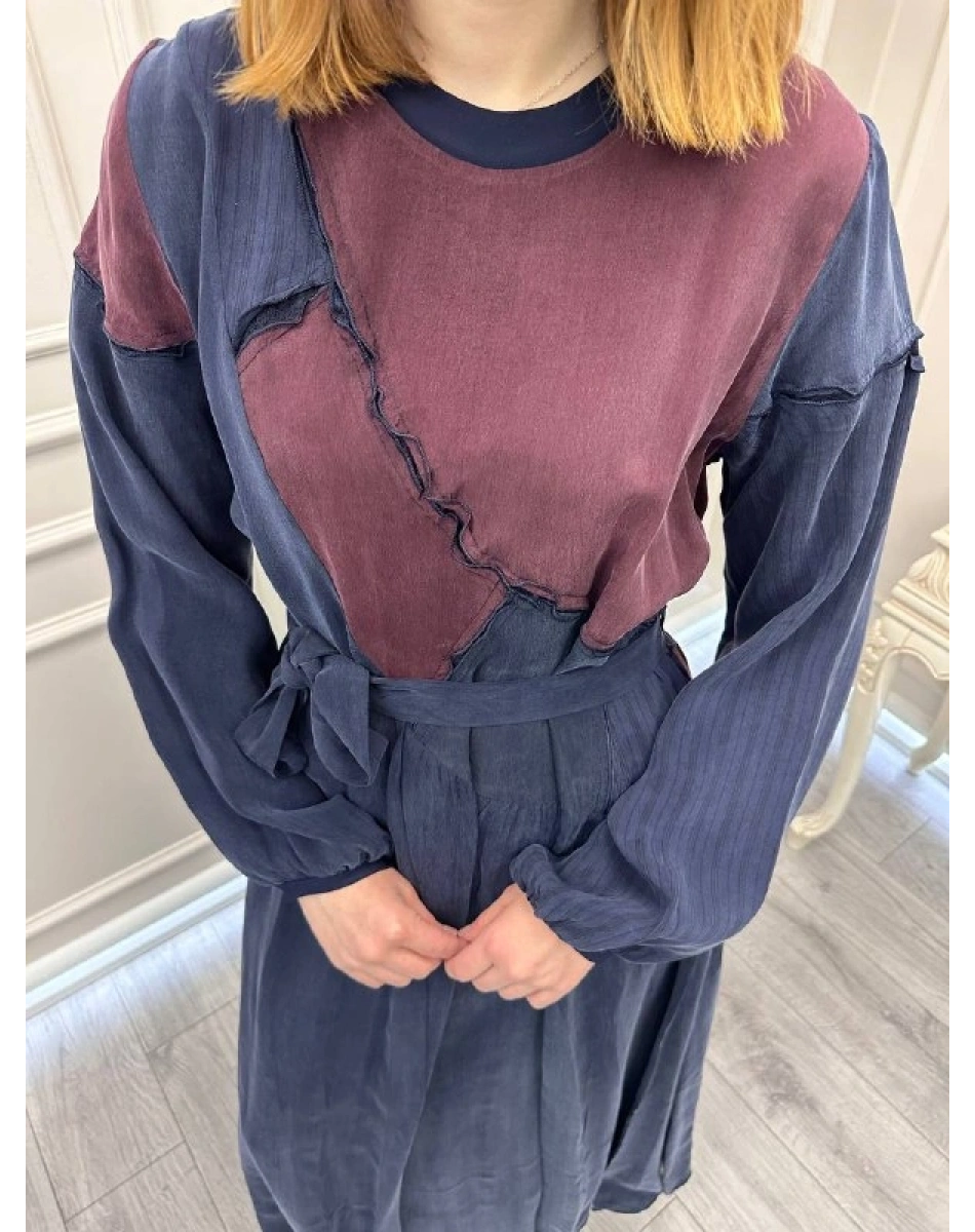 Misswhence 39801 Lacivert İki Renkli Elbise