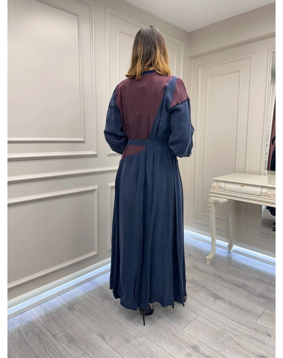 Misswhence 39801 Lacivert İki Renkli Elbise