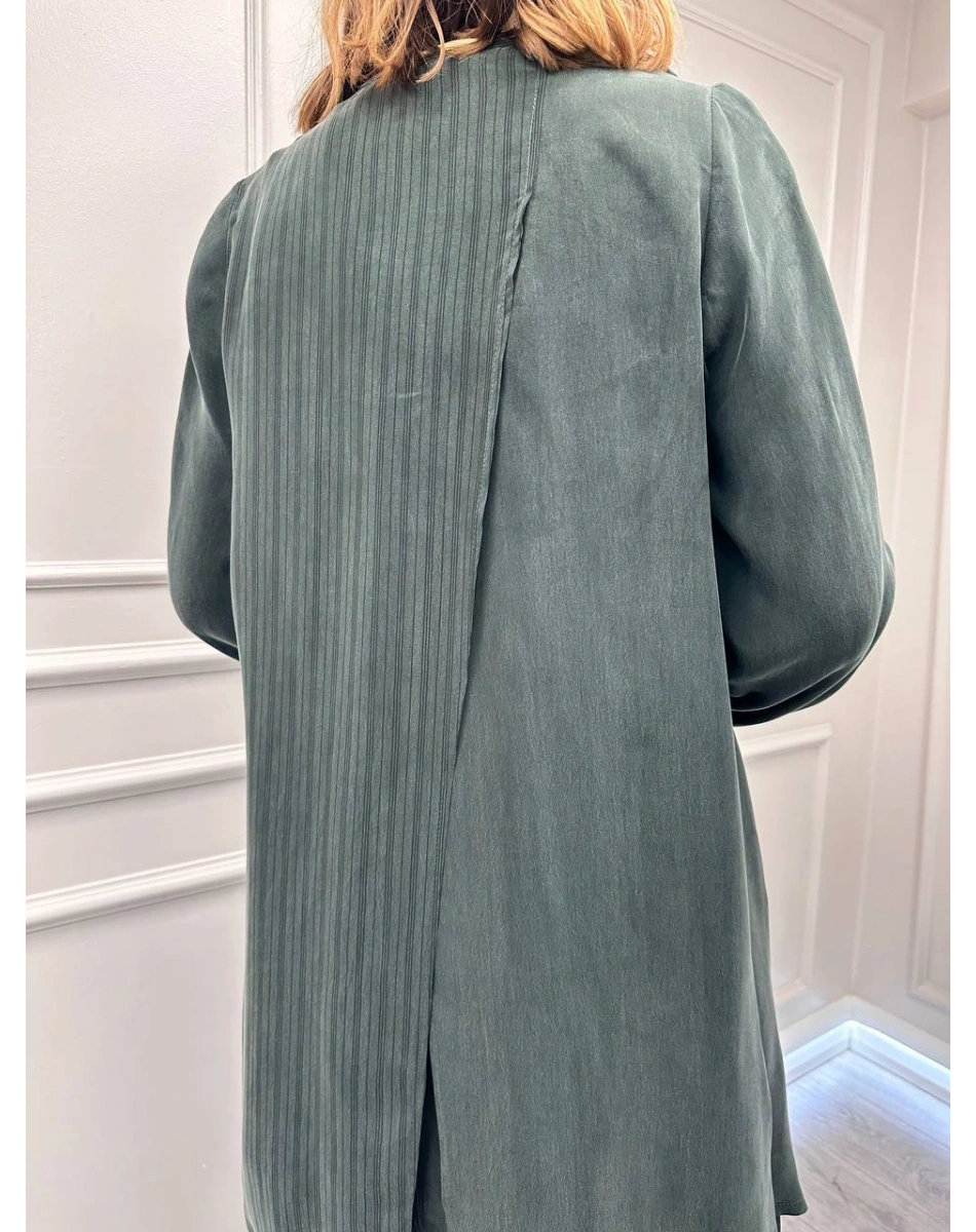 Misswhence 39208 Yeşil Tunik Arkası Yırtmaçlı Takım
