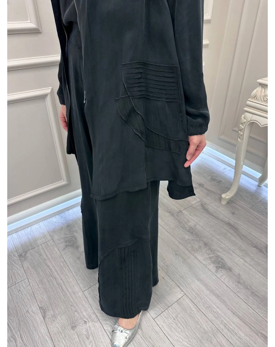 Misswhence 39208 Siyah Tunik Arkası Yırtmaçlı Takım