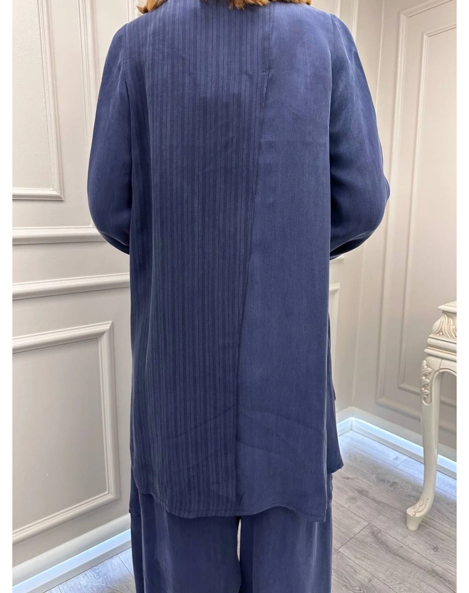 Misswhence 39208 Lacivert Tunik Arkası Yırtmaçlı Takım