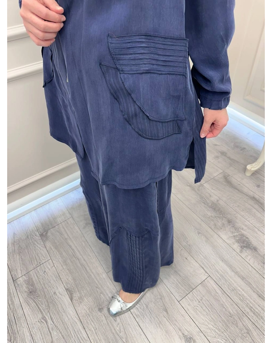 Misswhence 39208 Lacivert Tunik Arkası Yırtmaçlı Takım