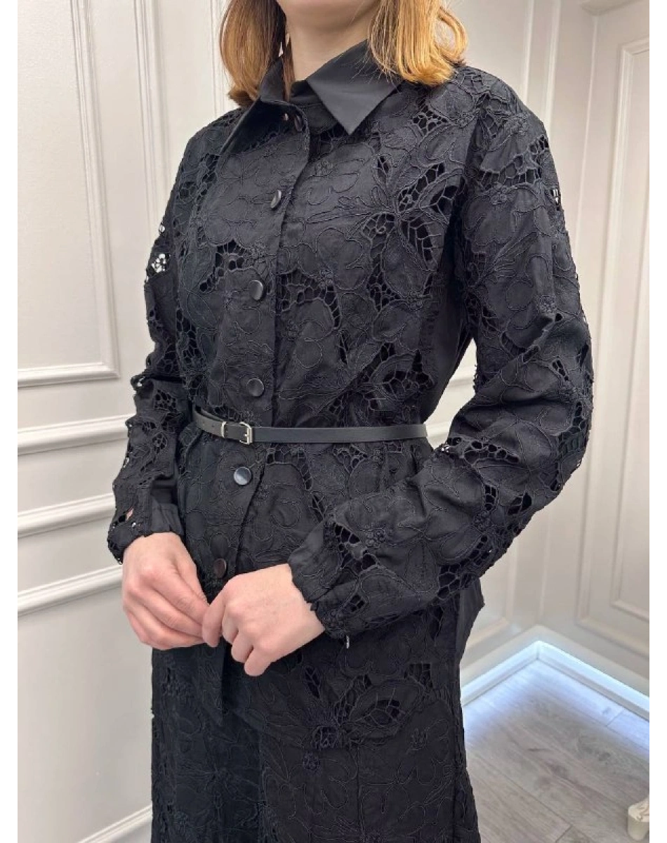 Misswhence 39306 Siyah Güpür Detaylı Takım