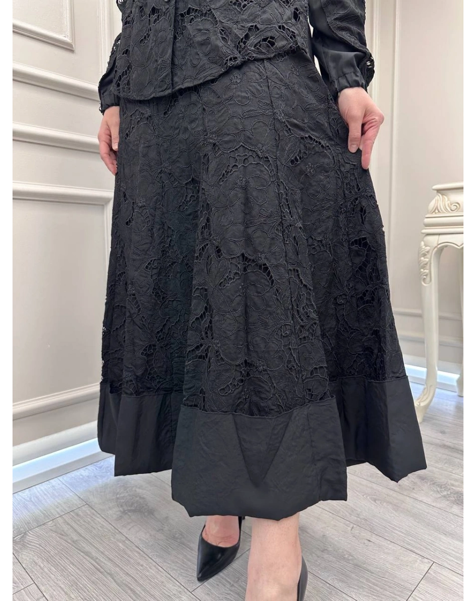 Misswhence 39306 Siyah Güpür Detaylı Takım