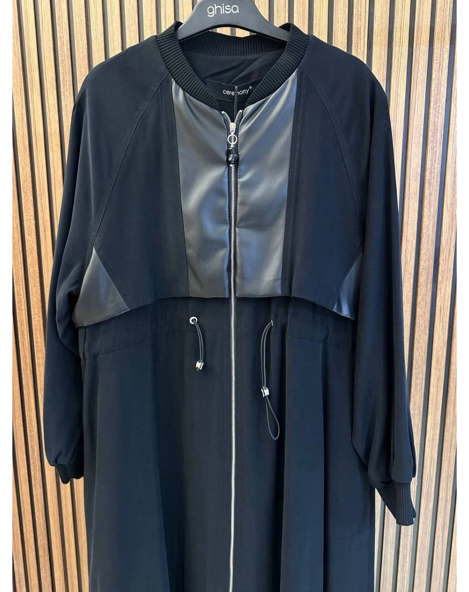 Ceremony 6825 Siyah Önden Fermuarlı Kap