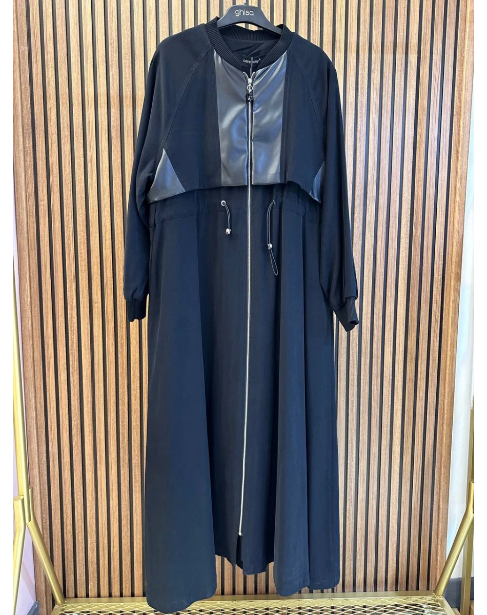 Ceremony 6825 Siyah Önden Fermuarlı Kap