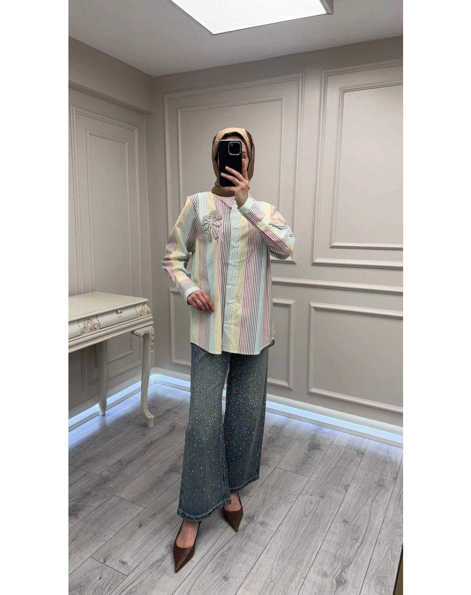 Ghisa 3611P8079 Mavi Taş Detaylı Kot Pantolon