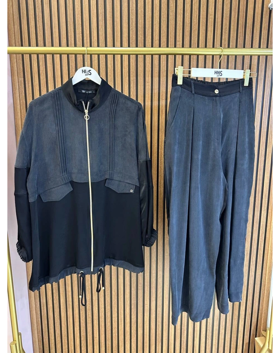 Ghisa 3610T9139 Siyah Saten Kumaş Detaylı Takım