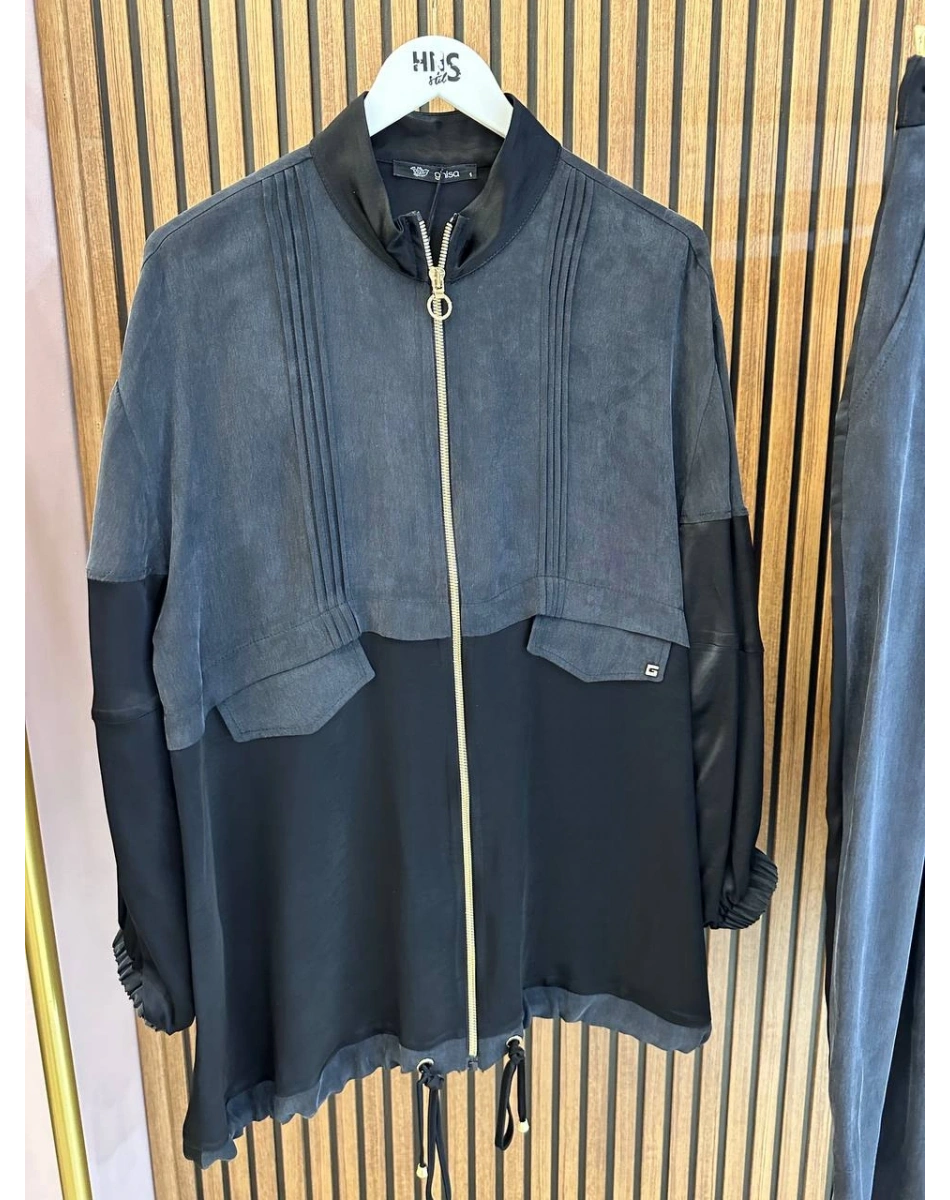 Ghisa 3610T9139 Siyah Saten Kumaş Detaylı Takım